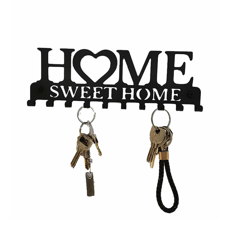 

New Wrought Iron Home Key Hanger Home Decoration Accessories Key Holder Bathroom Storage Towel Rack Room Organizer Wall Shelf