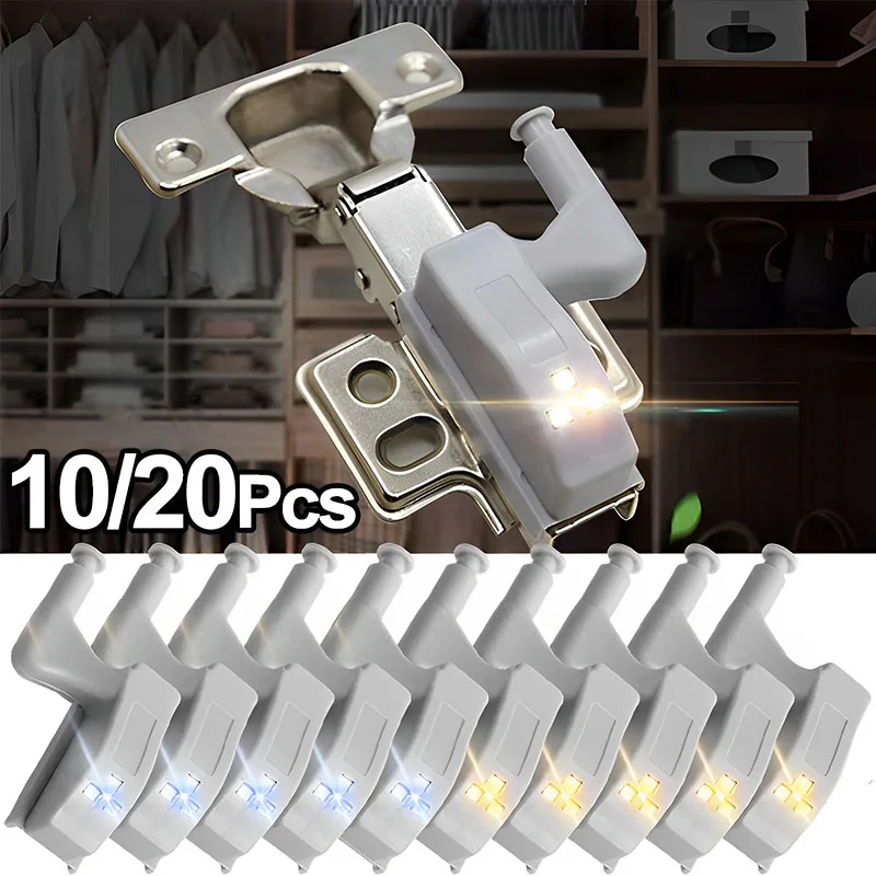 

10/20Pcs LED Inner Hinge Lamp Universal Cabinet Sensor Lights Cupboard Closet Wardrobe Induction Night Lamps for Kitchen Bedroom