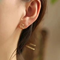 golden tiger head zodiac animal opal dainty stud earrings for women fashion creative jewelry gifts