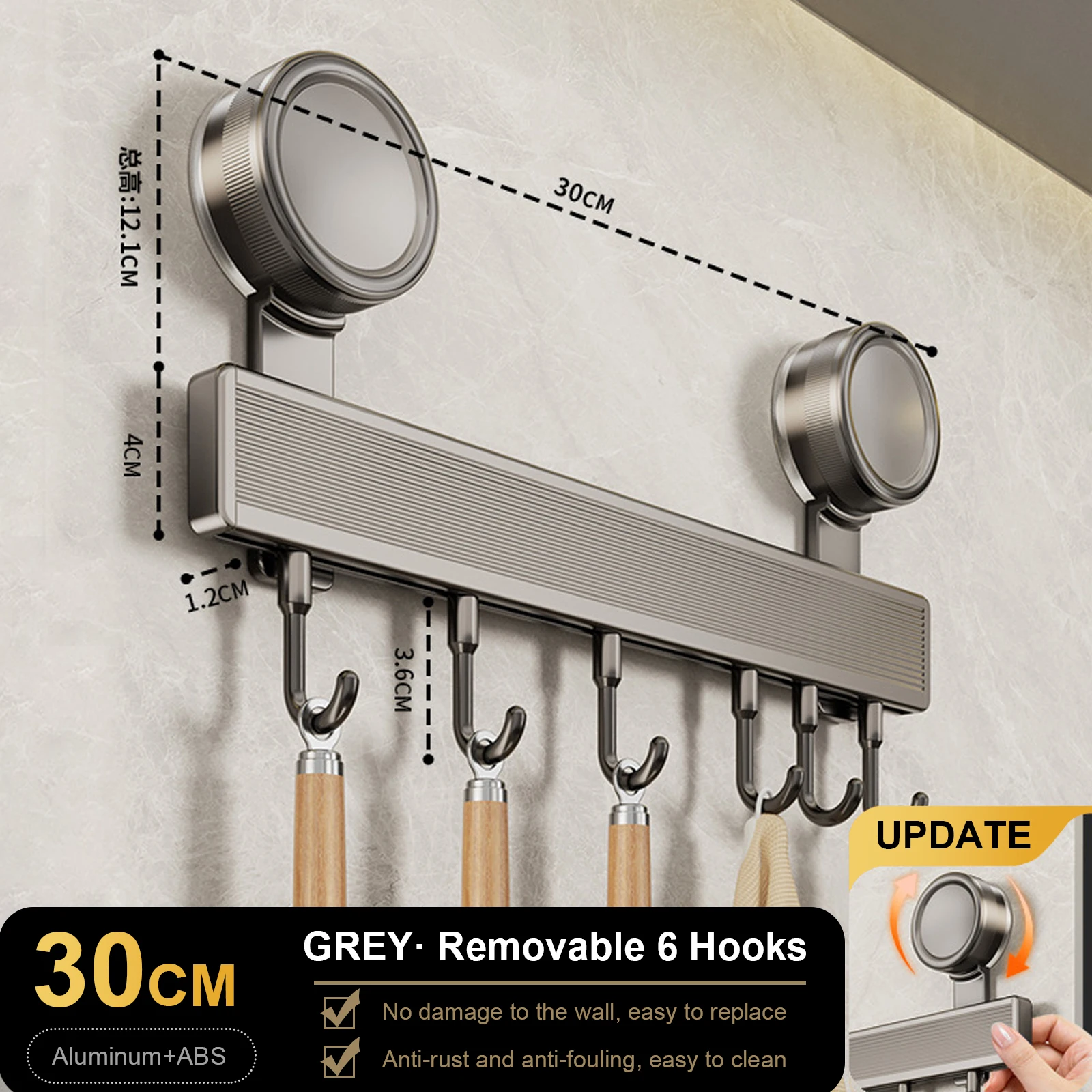 

Крючки на присоске 6/8/10 шт., металлические, белые/серые