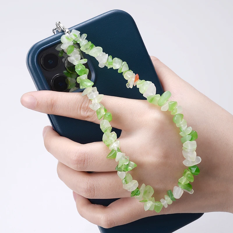 

Rose Quartz Amethyst Natural Stone Mobile Cell phone Keychain Chain Lanyard Key Chain Lanyard For Iphone Phone Case Strap