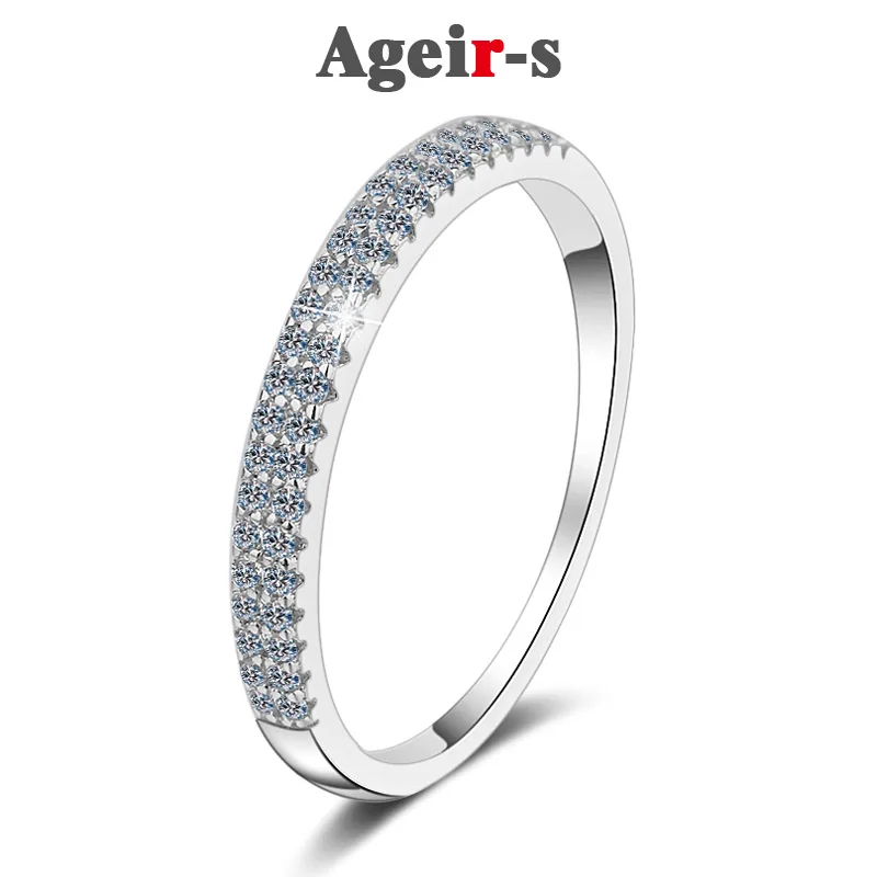 

AGEIR-S Love Cute Wedding Engagement Moissanite Rings for Women 23 Cent Micro Pave Silver Color Dainty Ring Fashion Jewelry Z115