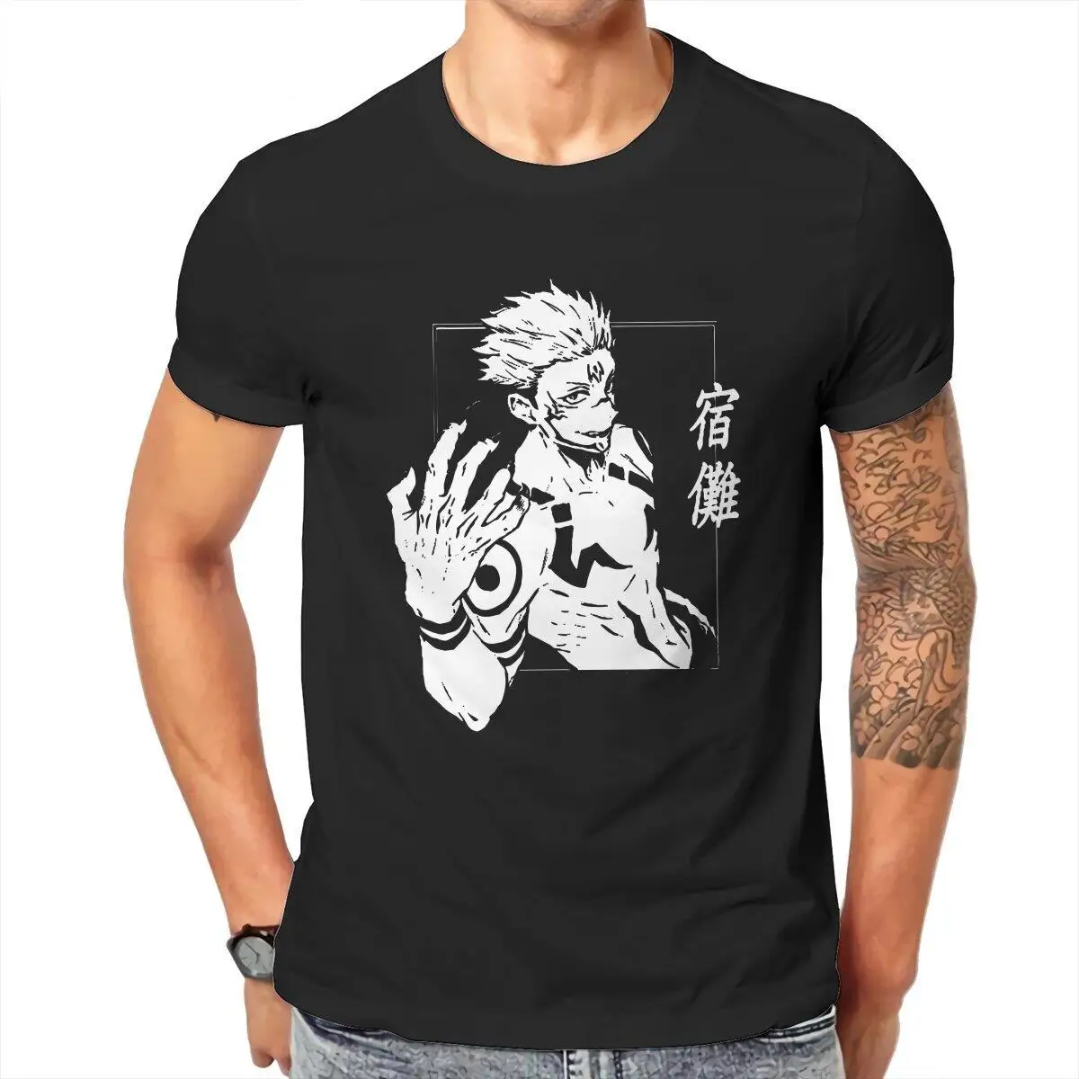 Men Jujutsu Kaisen Sukuna  T Shirts Anime 100% Cotton Clothing Vintage Short Sleeve O Neck Tees 6XL T-Shirt