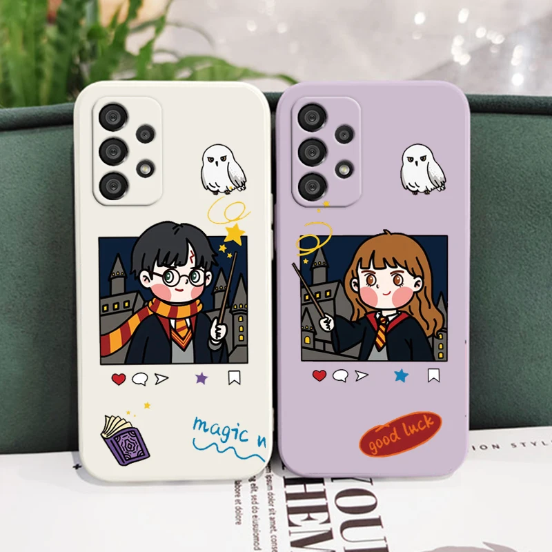 

Potters Wand Harries lovers Phone Case For Samsung A73 A53 A33 A52 A32 A71 A51 A21S A03S A50 A30 5G Liquid Rope Soft Cover