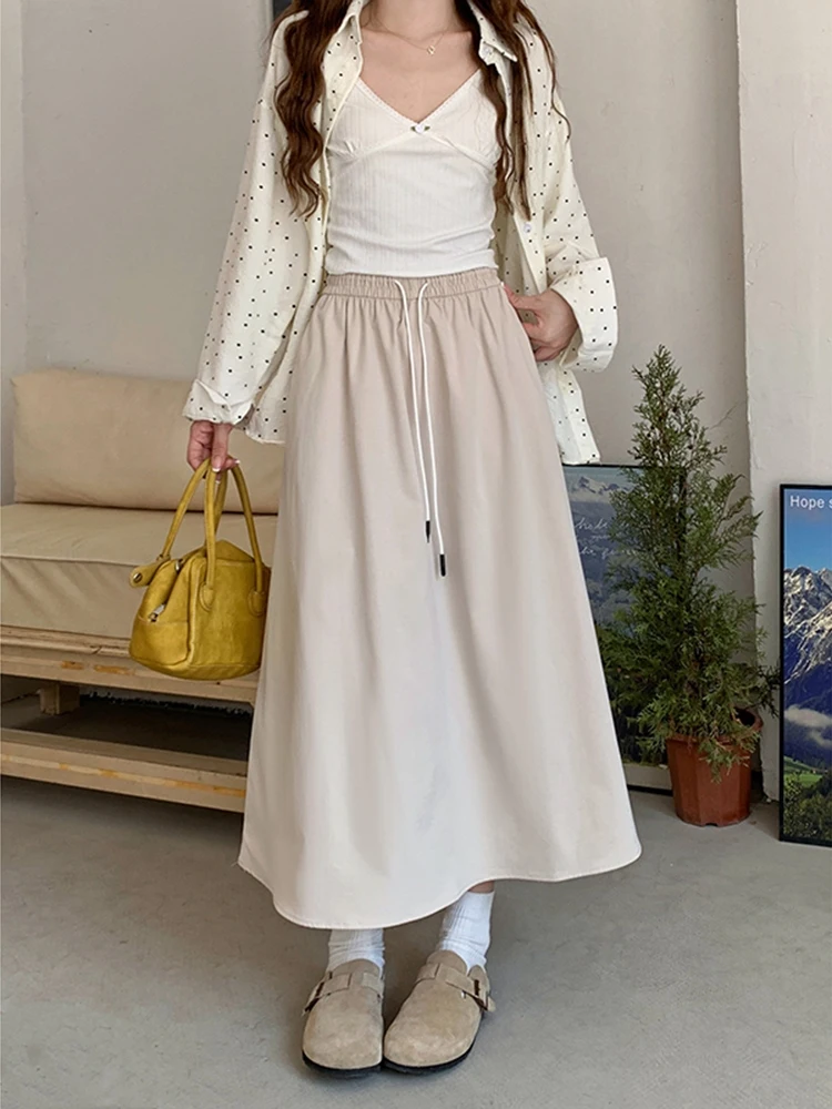 Юбка женская трапециевидная с завышенной талией эластичная тонкая юбка средней