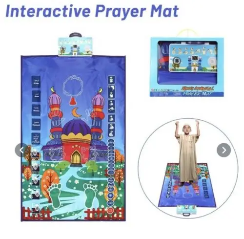 

2022 New Talking Praying Mat Children Educational Interactive Prayer Rug Salah Muslim Carpet Islam Electronic Worship Blanket