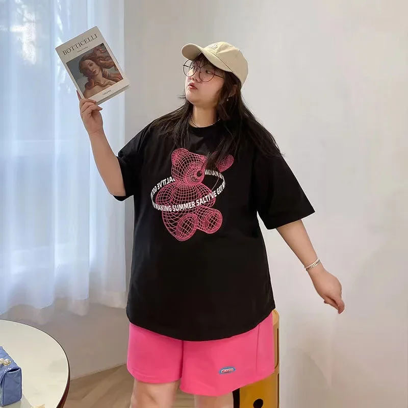 Свободная эластичная удобная футболка для женщин одежда больших размеров