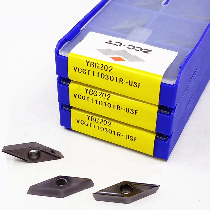 VCGT110301R-USF YBG202/VCGT110301L-USF YBG202/VCGT110302R-USF YBG202/VCGT110302L-USF YBG202 ZCC.CT CNC carbide inserts 10pcs/box