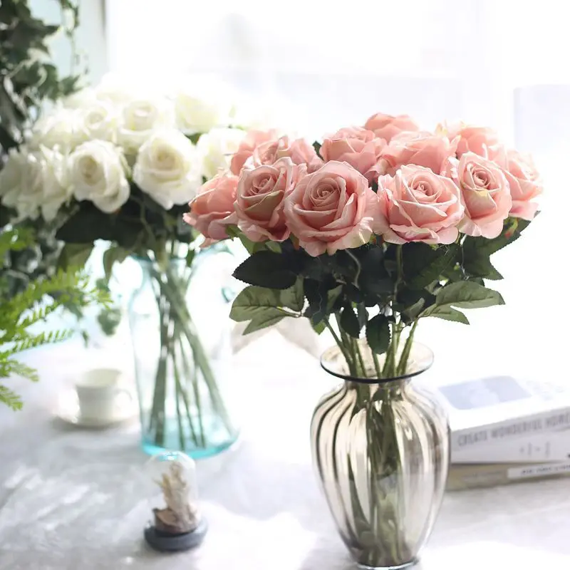 

1 PC 50CM Long Branch Rose Artificial Flowers for Home Vase Table Wedding Garden Decoration DIY Flower Wall Wreath Fake Flowers