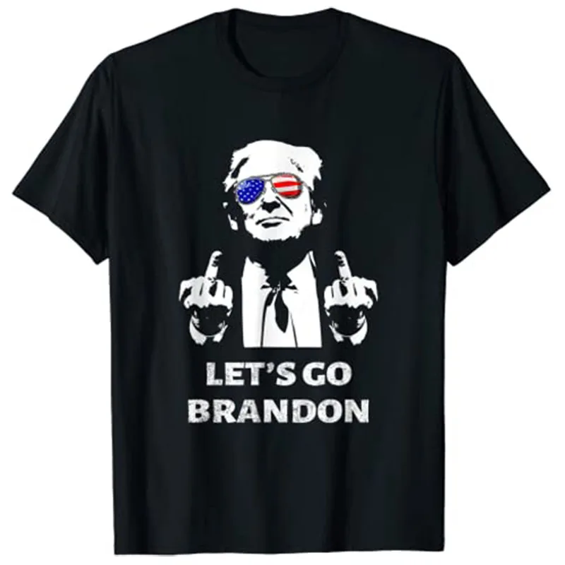 

Let's Go Brandon Trump Middle Finger T-Shirt Men Clothing Anti Joe Biden Tee Tops