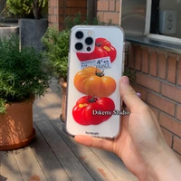 korea ins tomato case for iphone1312promax apple 11 mobile phone case transparent soft cover