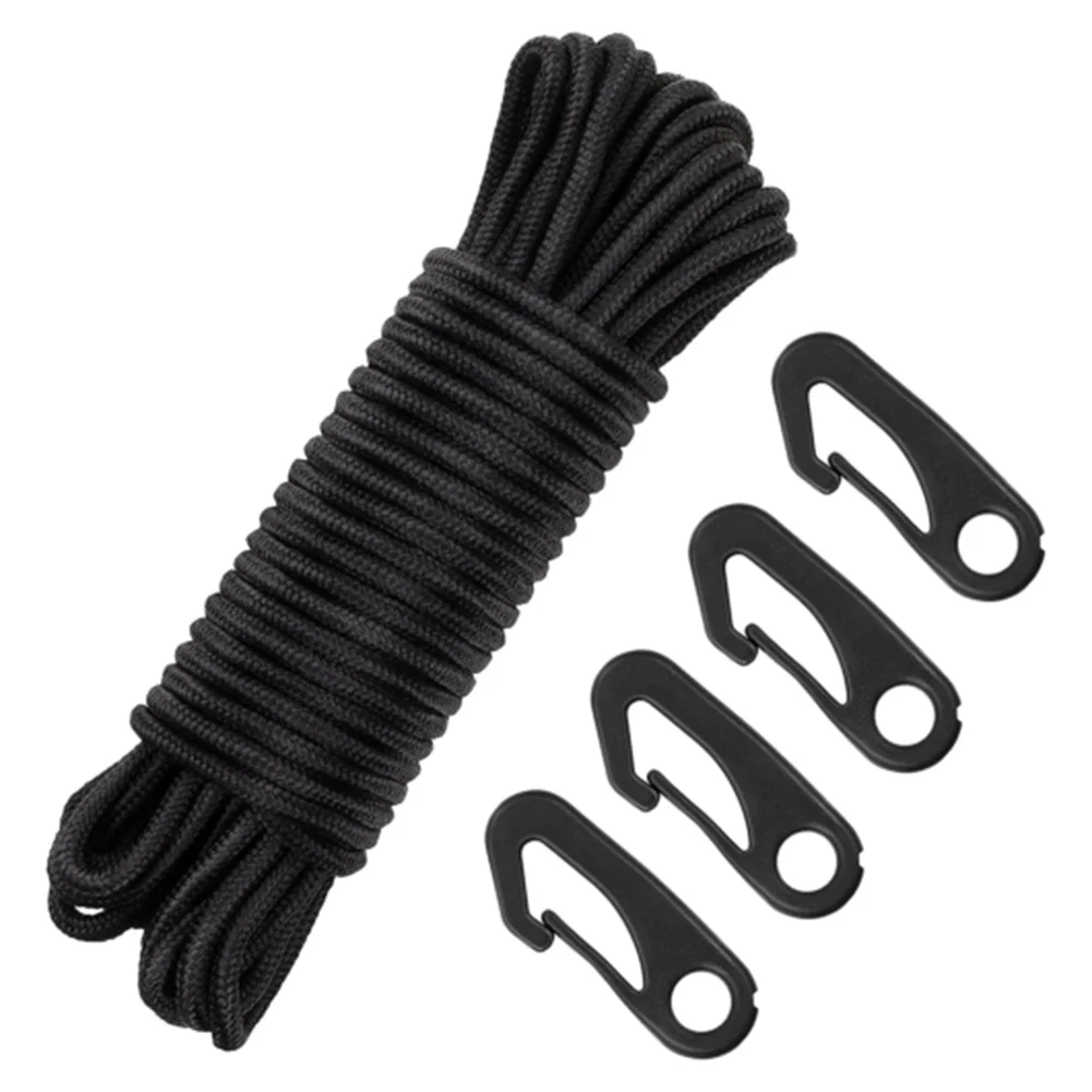 

Useful Brand New Flag Rope Parts Accessories Black Fittings Flag Pole Rope Kit Nylon Pull Replacement Snap Hooks