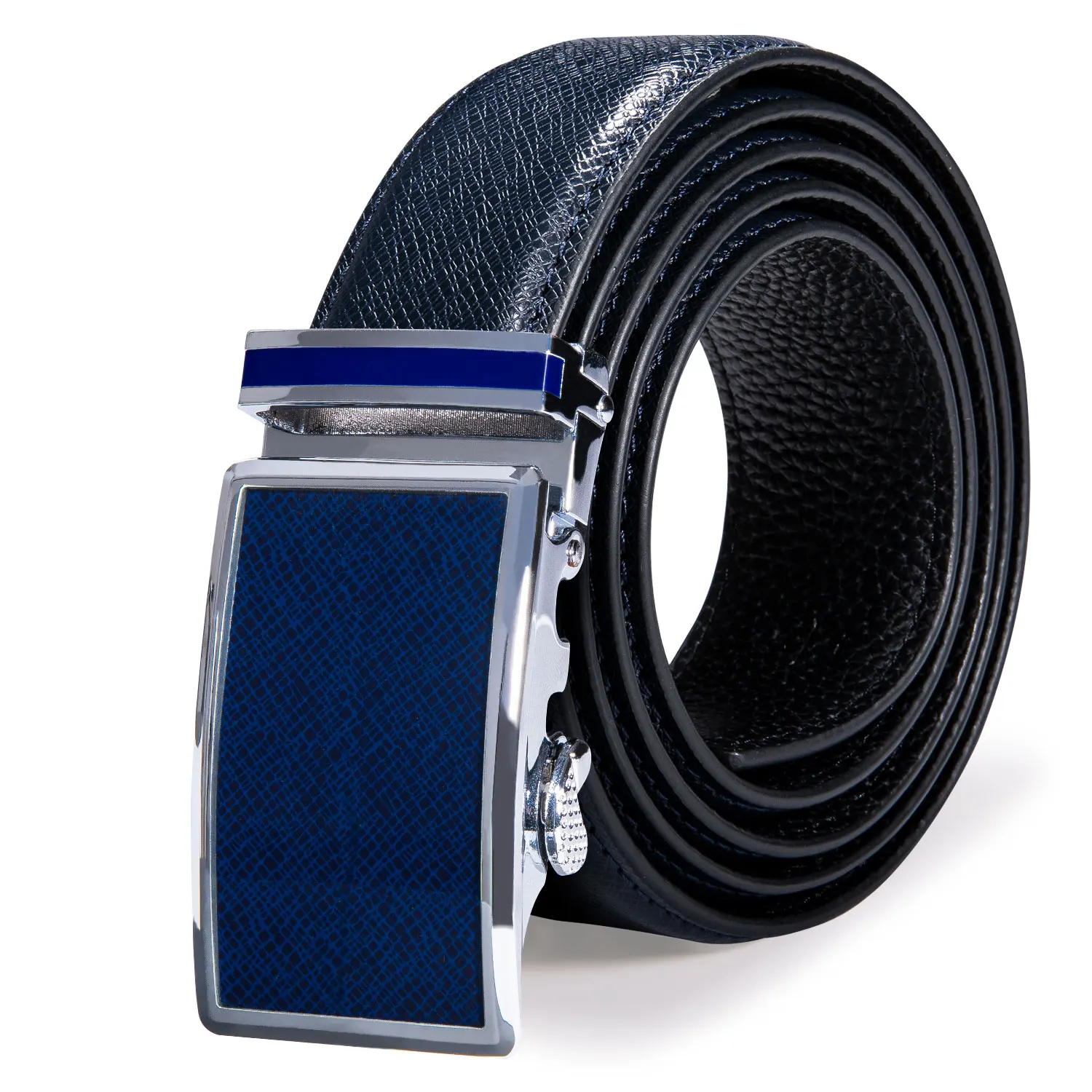 Fashion Accessories Belt Men Luxury Automatic Metal Buckle Royal Blue Cowhide Genuine Leather Belts Gift Box Barry.Wang DK-2201