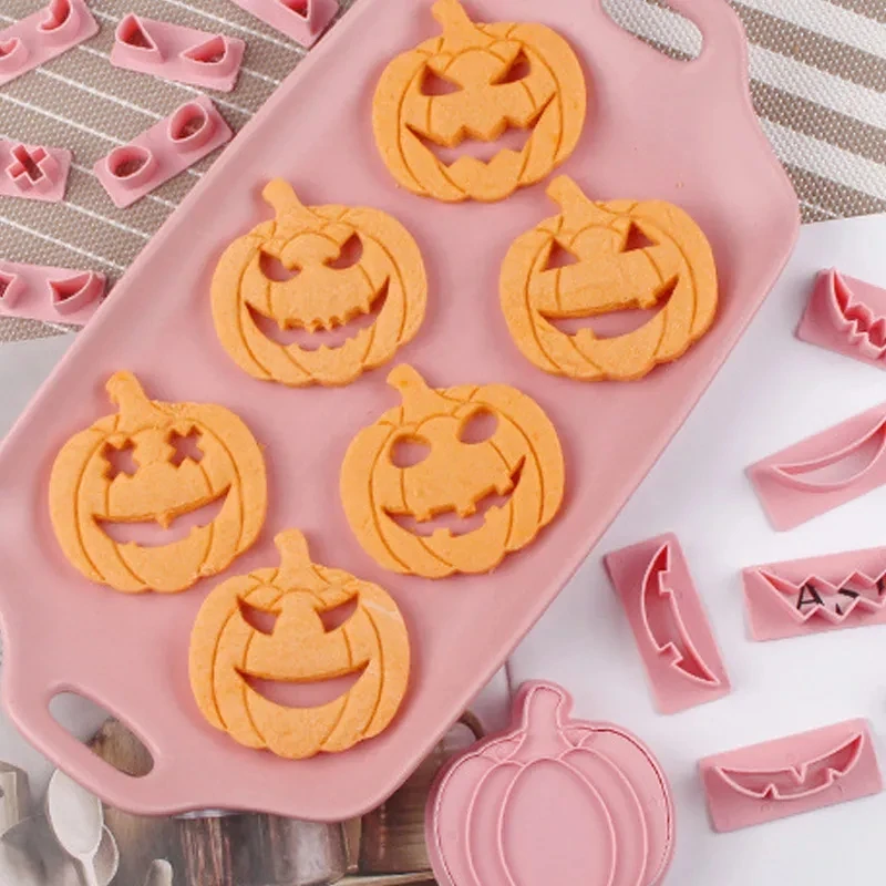 

13Pcs/set Halloween Cookie Cutter Funny Pumpkin Biscuit Mold Fondant Embosser Stamps Cake Decorating Tool DIY Baking Supplies