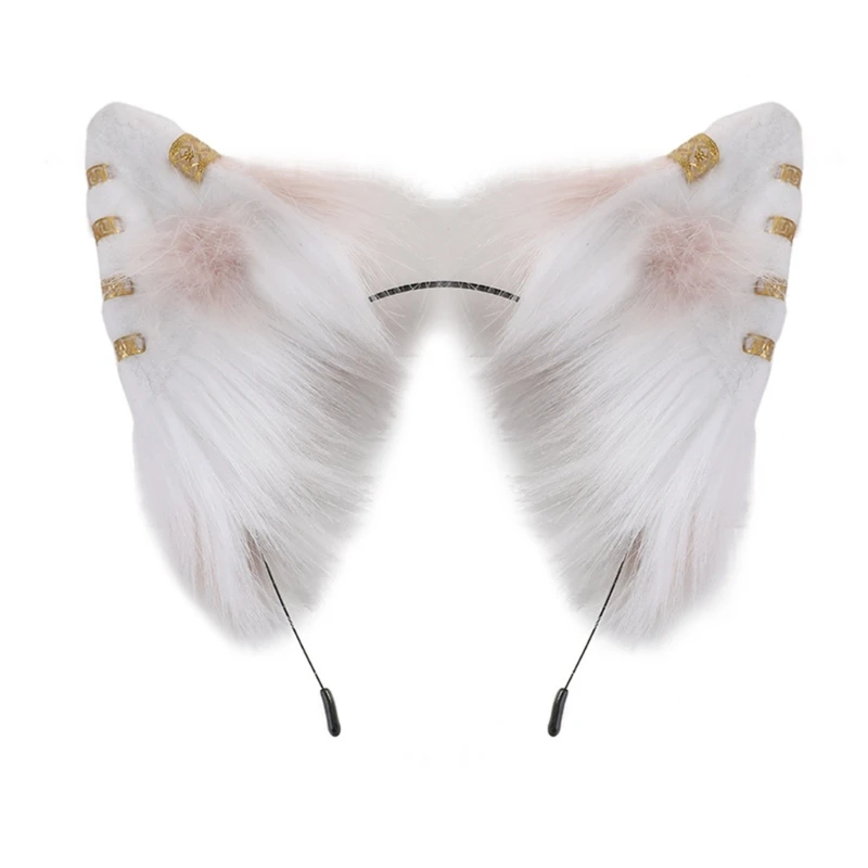

Cat Ear Cosplay Hair Hoop with Alloy Earring Woman Teens Headband for Live Broadcast Cartoon Carnivals Hairband