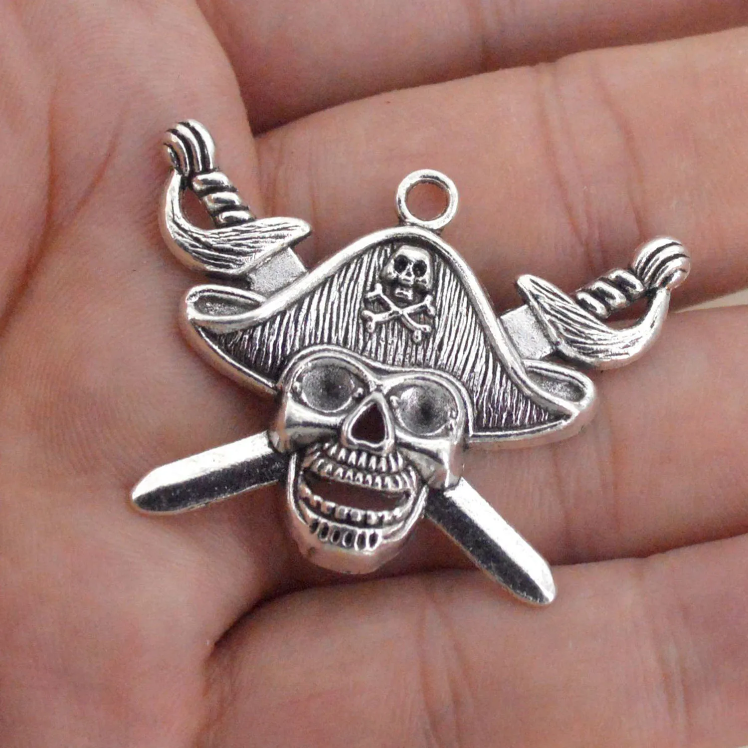 5 шт., подвески-Пираты серебряного цвета, 33 х43 мм