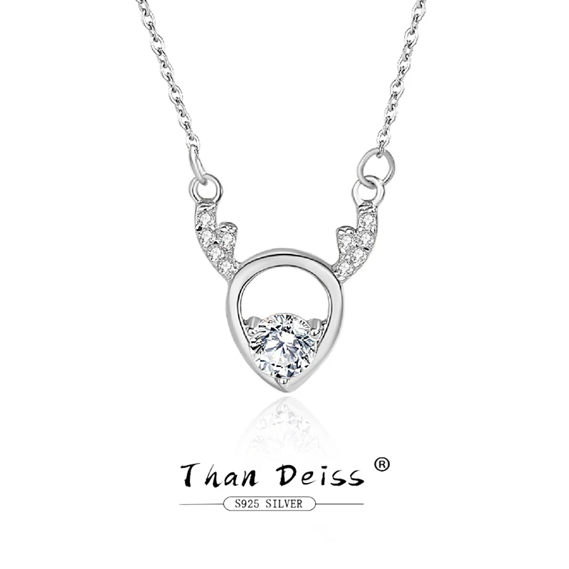 

Женское ожерелье из серебра 925 пробы с фианитом в виде головы оленя