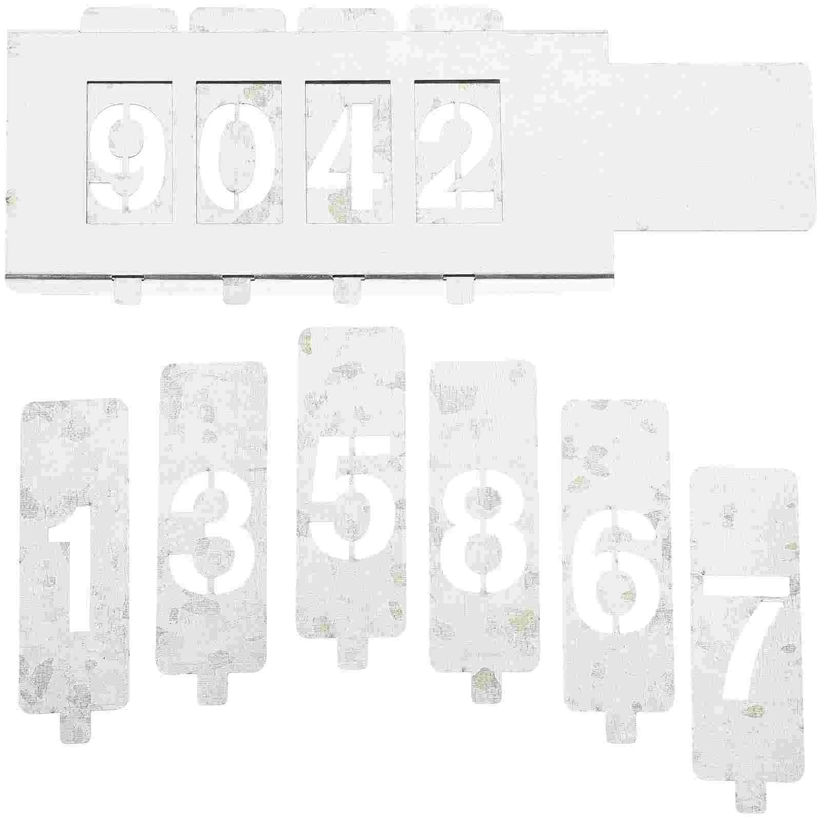 

4 Pieces Drawing Stencils Digital Stainless Steel Spray Paint Hollow Out Hollow-out Templates Painting Iron Number Molds Letter