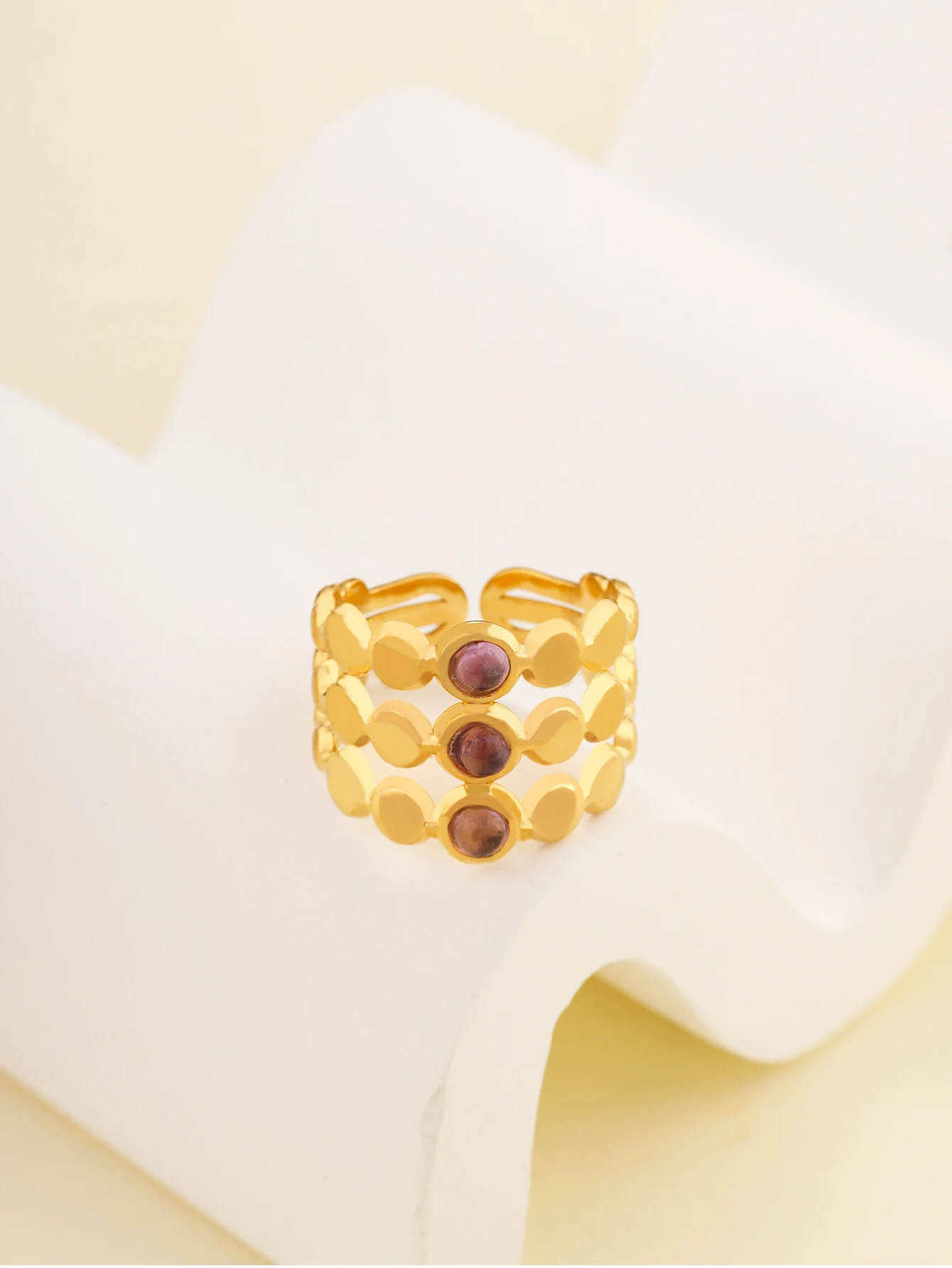 

18k Gold Plated Ring for Women's Stainless Steel Opening Adjustable Wedding Couple Luxury Jewelry Anillo