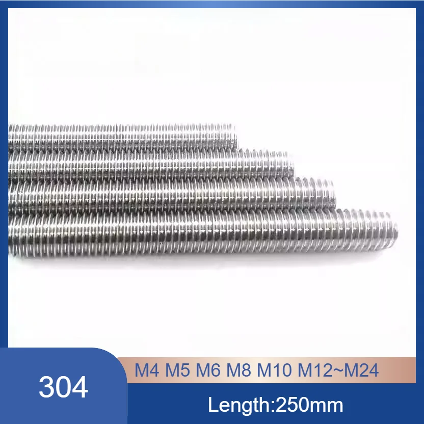 

Нержавеющая сталь 304, 250 мм, левые резьбовые стержни, обратные шпильки с полной резьбой и стержни M4 M5 M6 M8 M10 M12 M16 M20 M24
