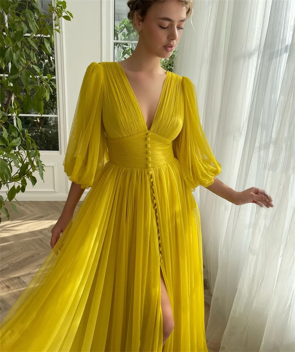 Платье для выпускного вечера с длинным рукавом и Боковым Разрезом