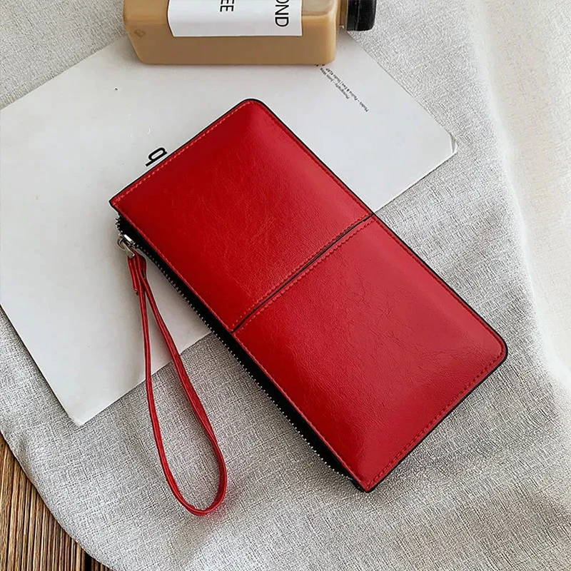 

Long Women Wallet PU Leather Solid Color Lady Handbag Zipper Multi-layer Clutch Shopping Mobile Phone Purse Fashion Hand Purse