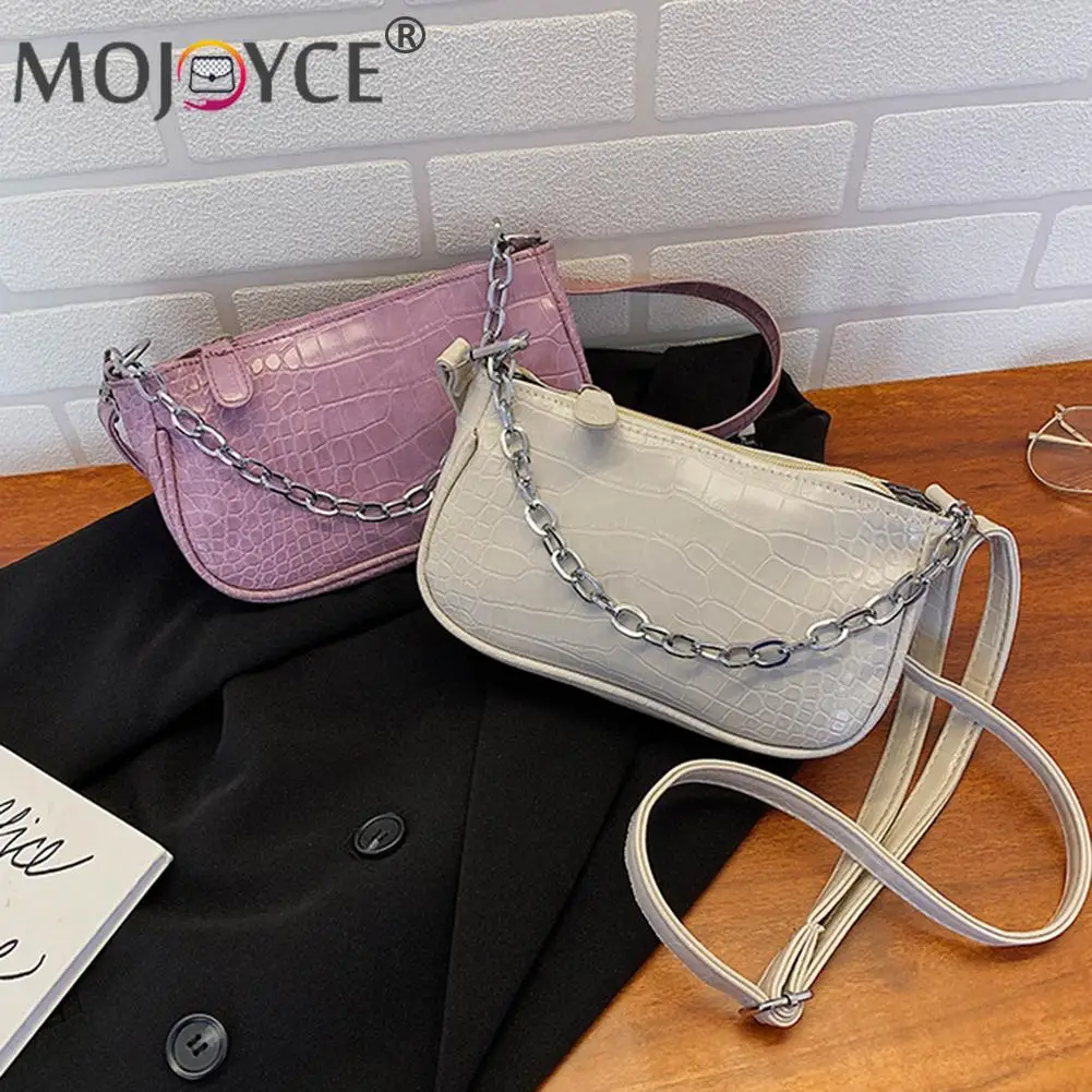 

Shoulder Bags for Women Alligator Pattern Solid Color PU Leather Crossbody Bag Female Luxury Street Messenger Bag