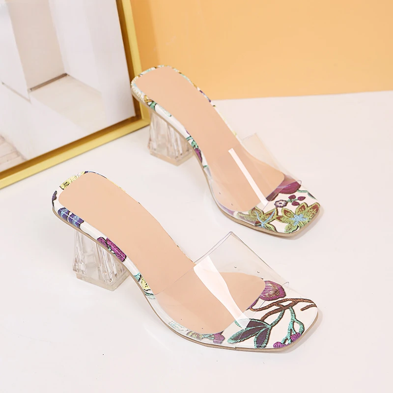 

High Quality New Women Sandals PVC Crystal Heel Transparent Women Sexy Clear High Heels Summer Sandals Pumps Shoe Size 35~43