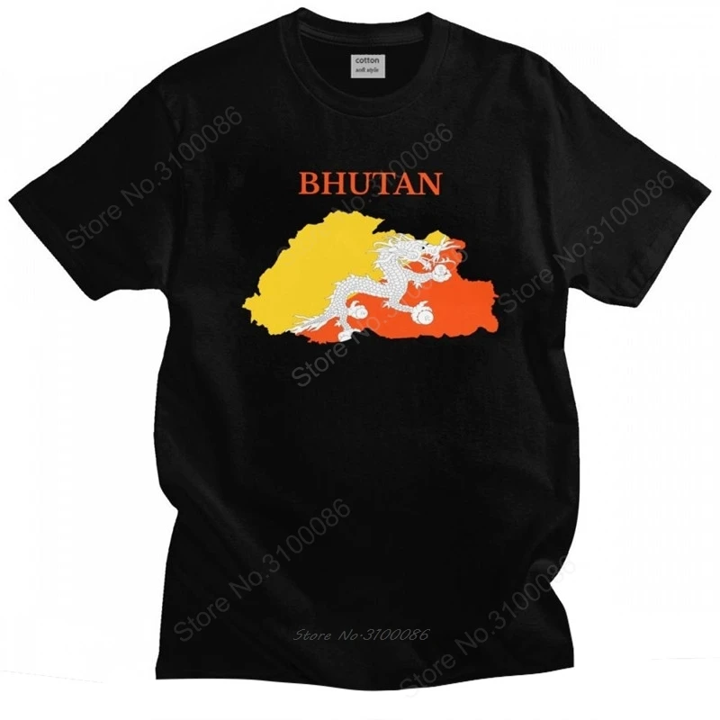

Fashion Bhutan Map Flag T Shirt Men Crewneck Short Sleeved Summer T-shirt Soft Cotton Oversized Tee Tops Gift Clothing