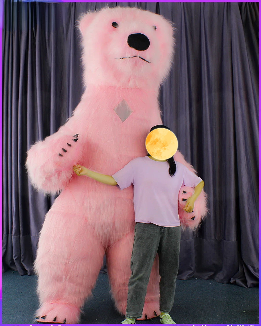 

Inflatable Mascot Costume Cute Panda and Polar Bear Pink Hairy Promotion Ad Campaign Inflated Garment Halloween Carnival Outfit