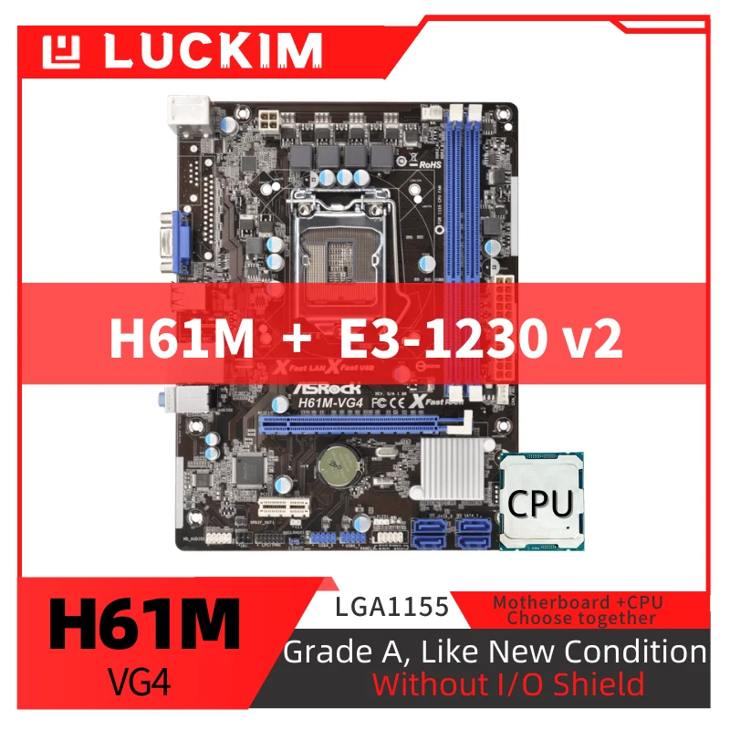 

Refurbished H61M-VG4 Motherboard LGA1155 E3-1230 v2 Set Kit with Processor pc motherboard