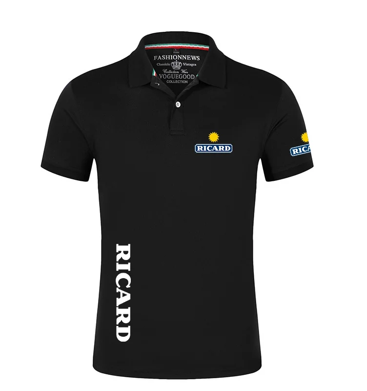 

2022 Unisex Mens Summer RICARD Car Logo Print Polo Harajuku Tops Shirt Male Solid Color T shirt For Cotton Short sleeves Tee