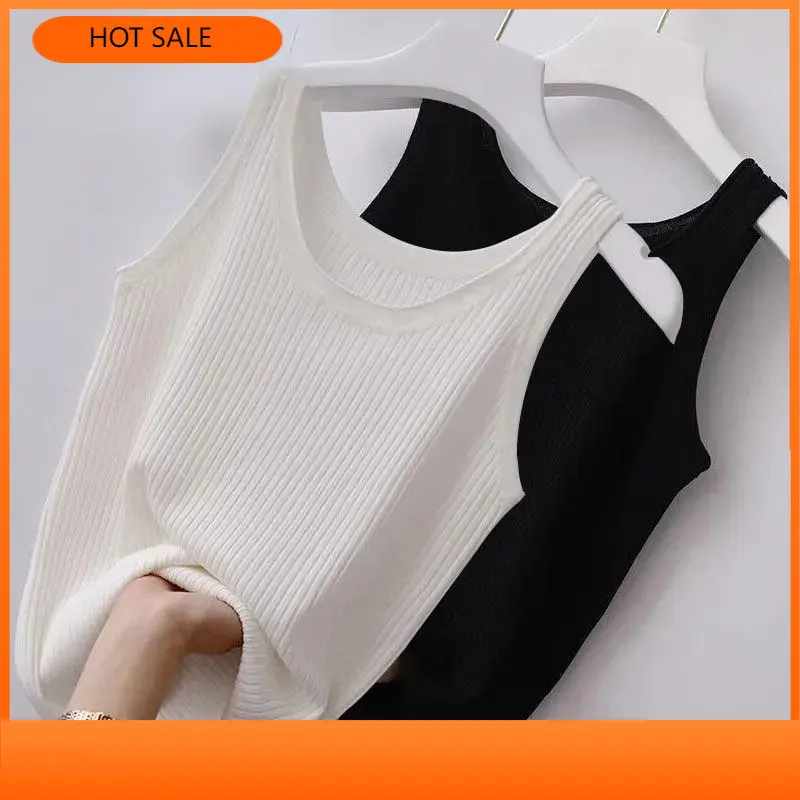 

Elastic Tank Top Women Sleeveless Base Shirt Running Vest Workout Women's Self-cultivation Outer Wear Thin Crop Women Camisole