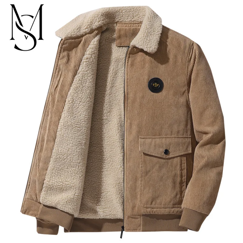 

Jacket corduroy jacket men's plush cashmere winter father's casual cross-border work clothes cotton clothes for the middle-aged