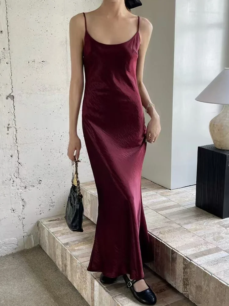 Ankela красное расширенное платье на бретельках из уксуса женское осеннее новое