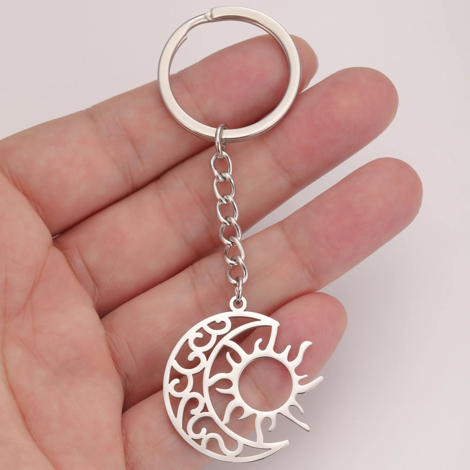 LIKGREAT кельтский полумесяц Солнце брелок для женщин и мужчин из нержавеющей стали
