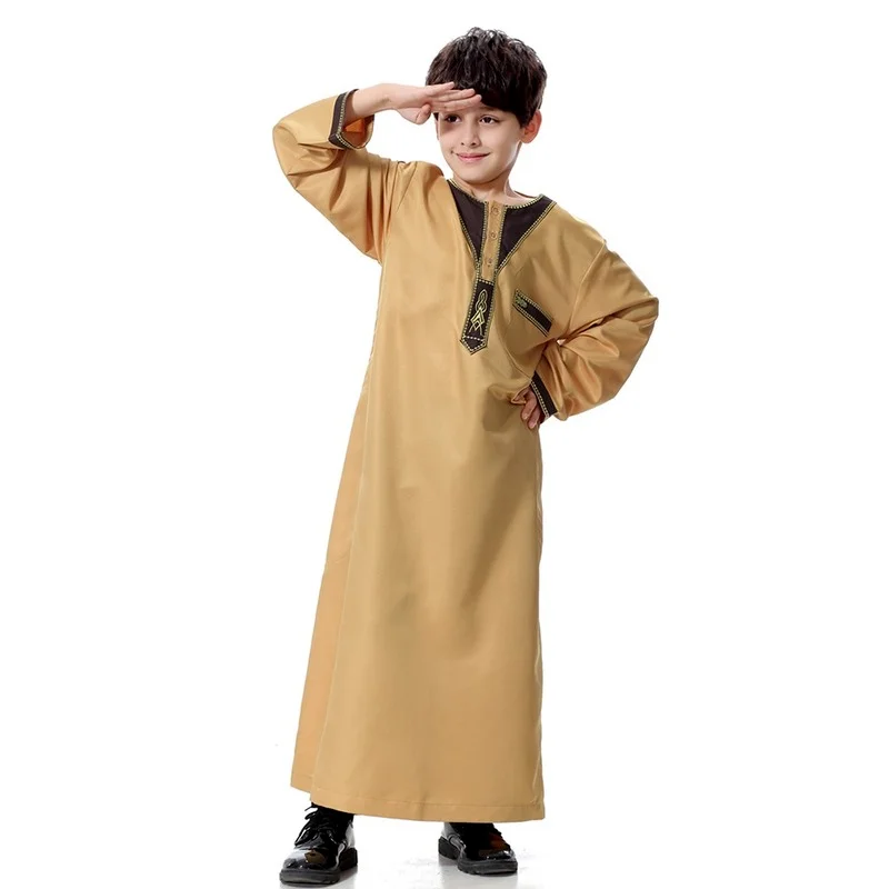 Muslim Abaya for Boys Jubba Thobe Middle East Long Robes Kaftan Arab Dubai Adult Long sleeve Islamic Clothing