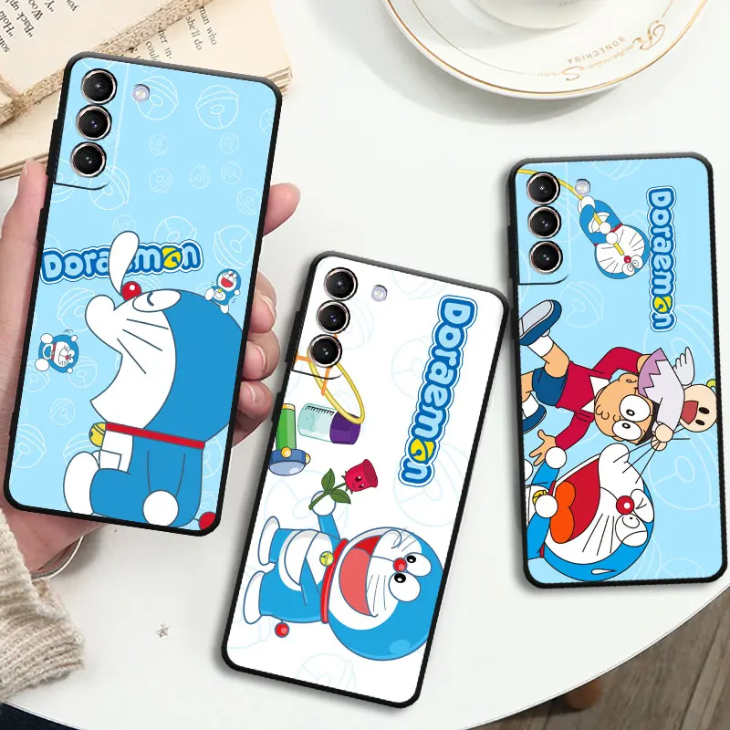 

Мультяшный милый чехол Doraemon для Samsung Galaxy S23 S22 S20 S21 FE S10 Plus S23Plus S21FE модель черный чехол для телефона