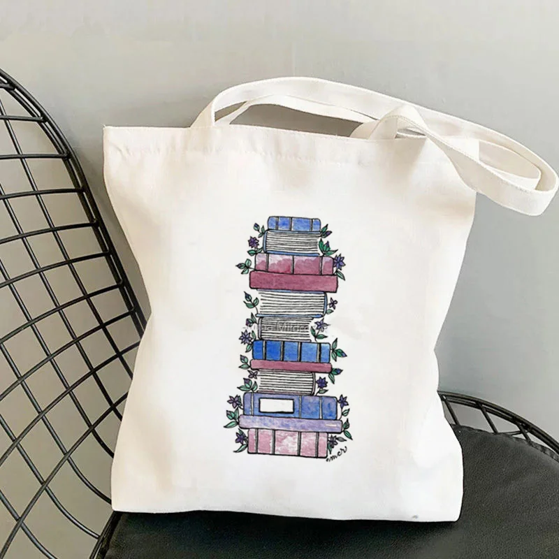 

Shopper Flowery Books Cartoons Printed Tote Bag Women Harajuku Shopper Handbag Girl Shoulder Shopping Bag Lady Canvas Bag шопер