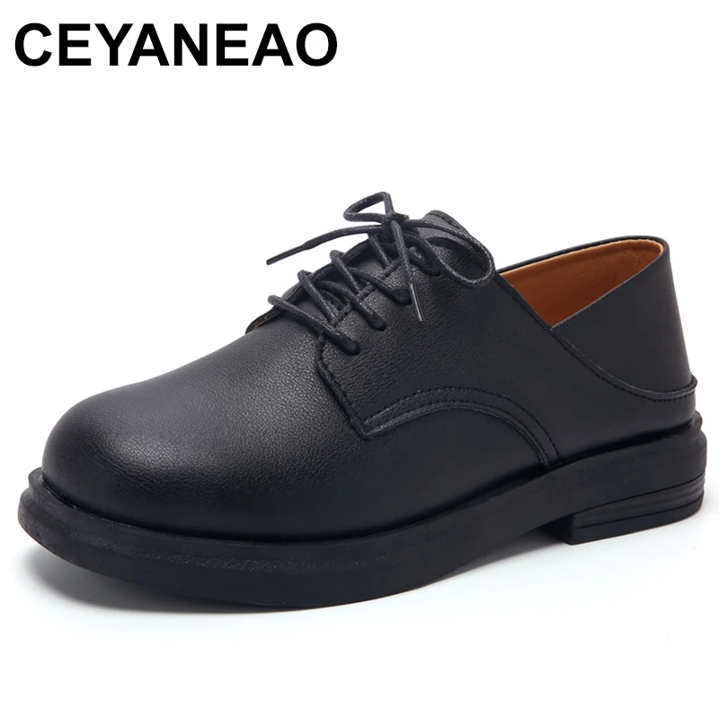 

Женские туфли-оксфорды, черные кожаные туфли на плоской резиновой подошве, лоферы на шнуровке, женская обувь на плоской подошве, для лета, 2023