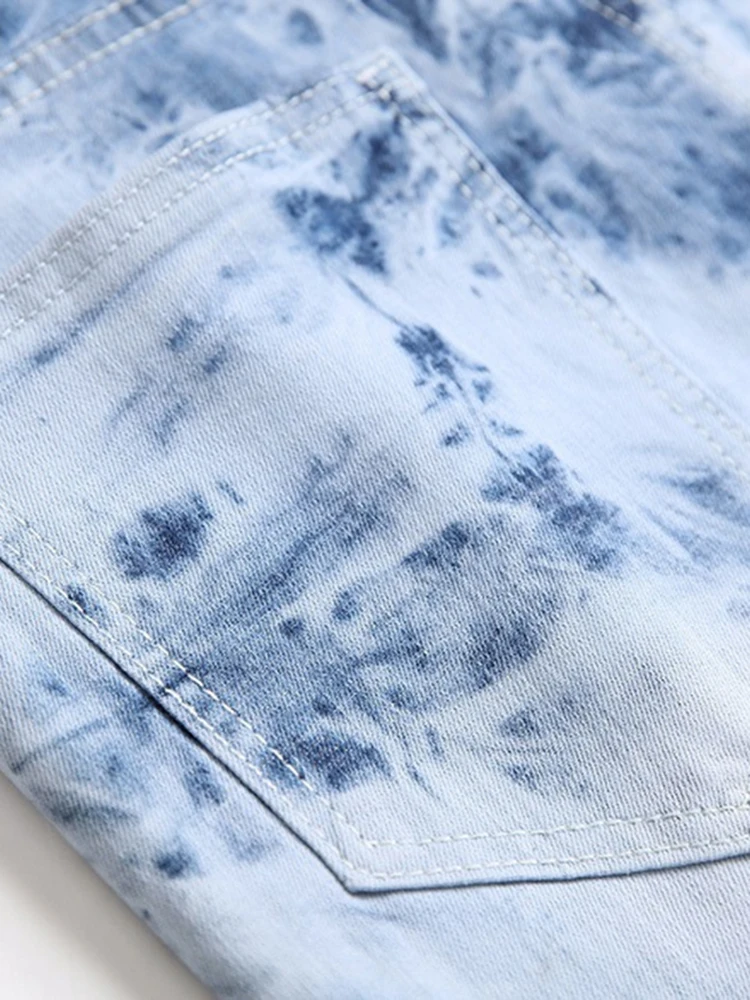 Blue Boyfriend Jeans Stretch Men Denim Straight Long Classic Pants Design Casual Stretch hip-hop Fashion Pants Oversized 29-42