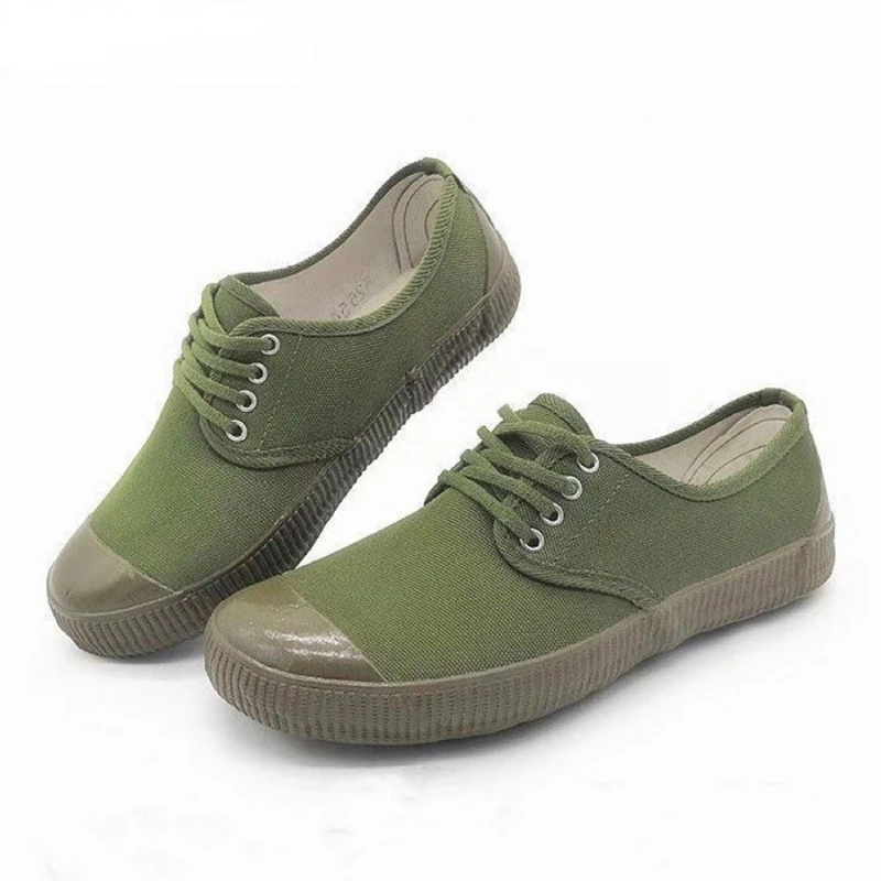 Characteristic Anti-skid and Wear Work Shoes Resistance Shoes for Women Walking Shoes Pitch Green Sneakers Vulcanization Canvas