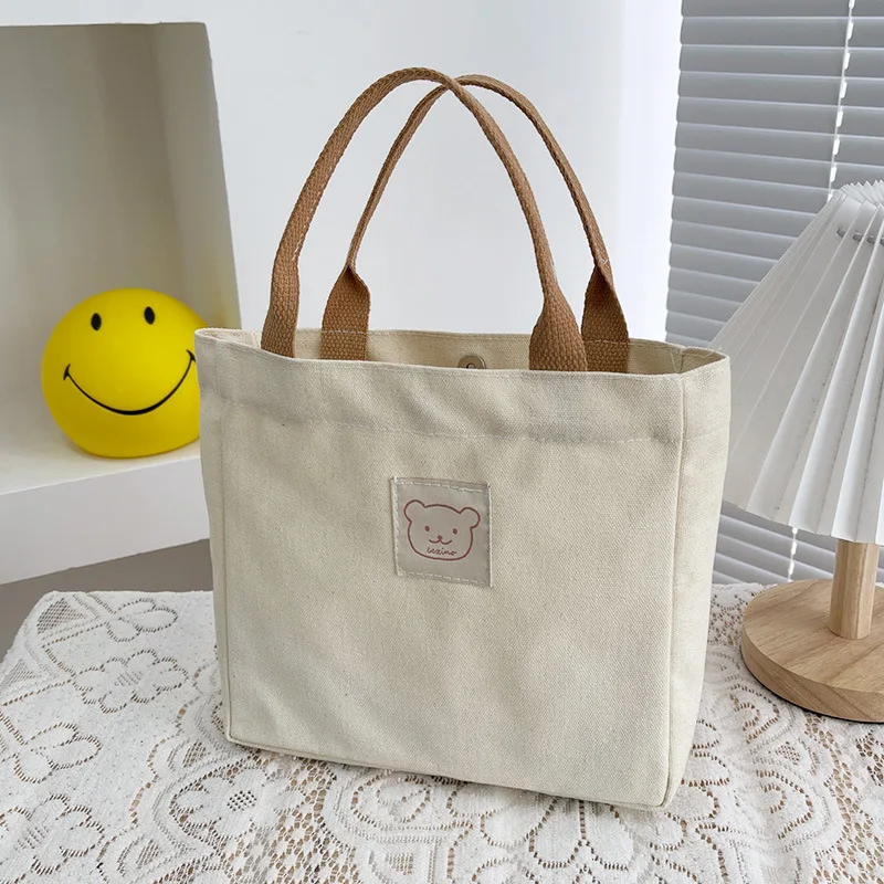 

Сумка на плечо женская с принтом медведя, дизайнерский холщовый саквояж с клапаном, Повседневная модная однотонная, 2022