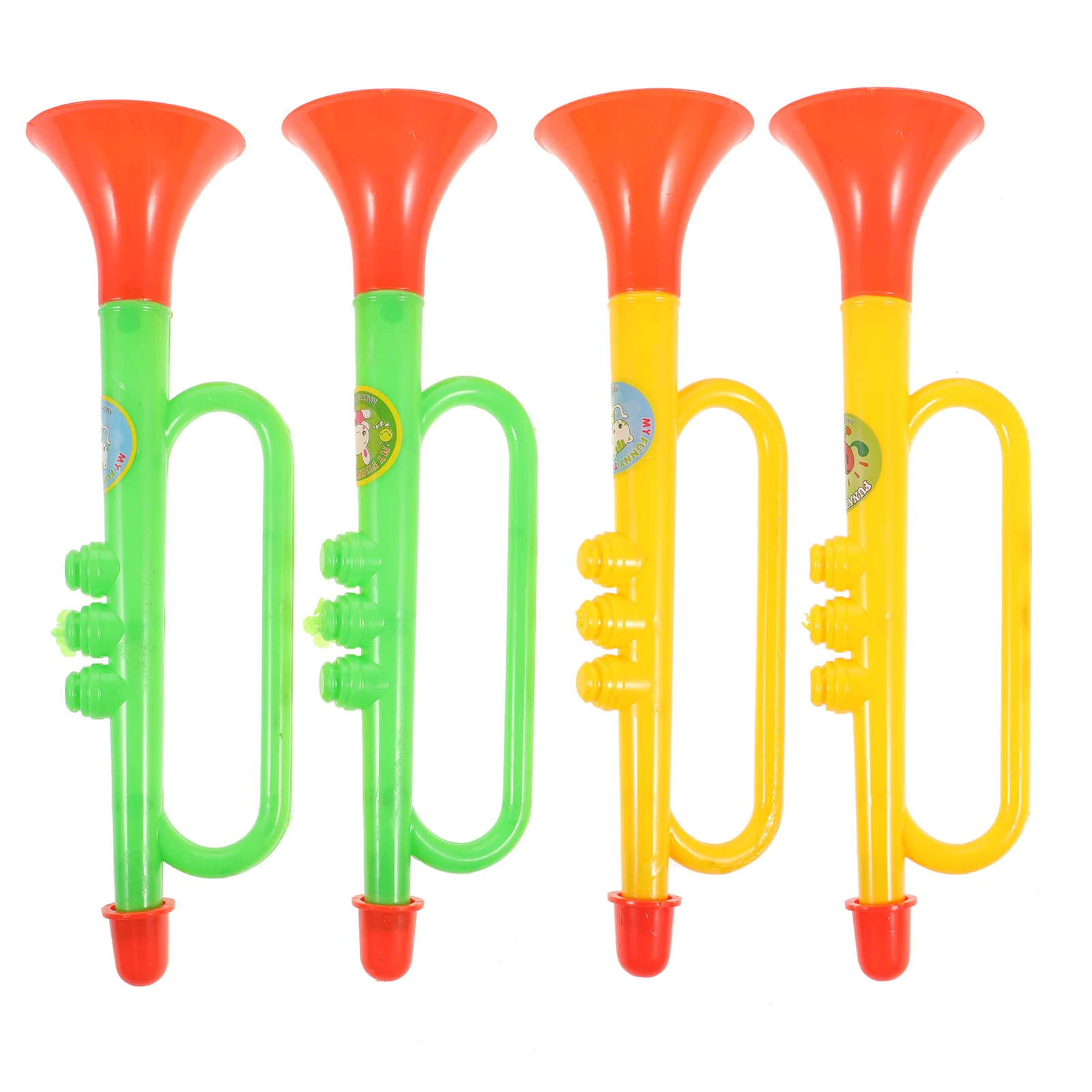 

Ibasenice Toys Toys 4Pcs Bugle Horn Plastic Trumpet Hand Held Air Horn Pump Clown Horn Loud Noise Maker Parties Sports