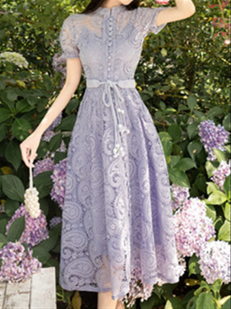 Женское платье с вышивкой однотонное винтажное Привлекательное платье-трапеция