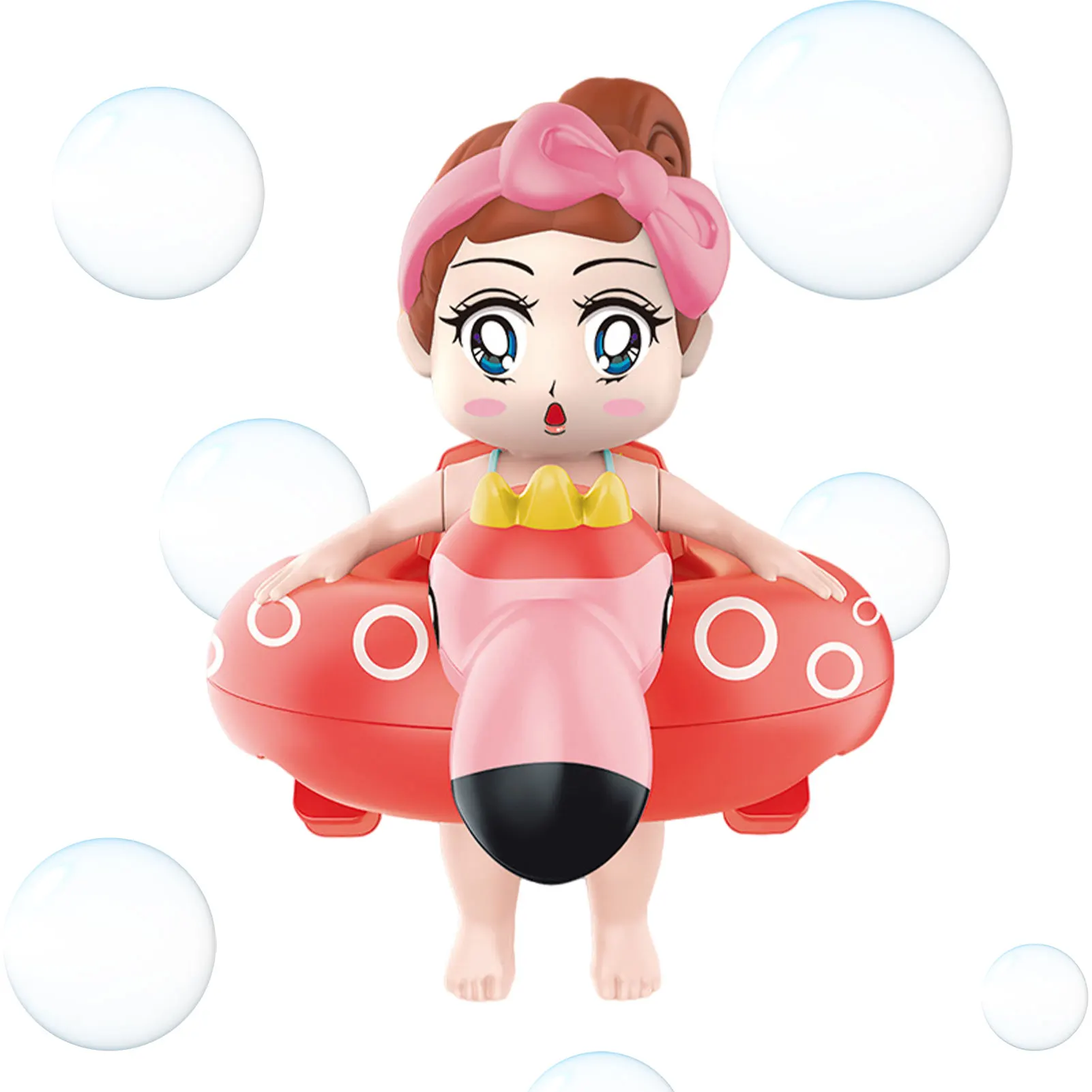 

Wind Up Bath Toy Floating Wind-Up Girl Bathtub Toy For Toddlers Water Table Pool Bath Time Bathtub Toy With Swimming Rings For