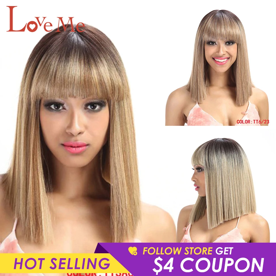 

Парики Black Bob для женщин, женские волосы Scrunchi с челкой, натуральный модный синтетический парик, милые цветные парики для повседневвечерние