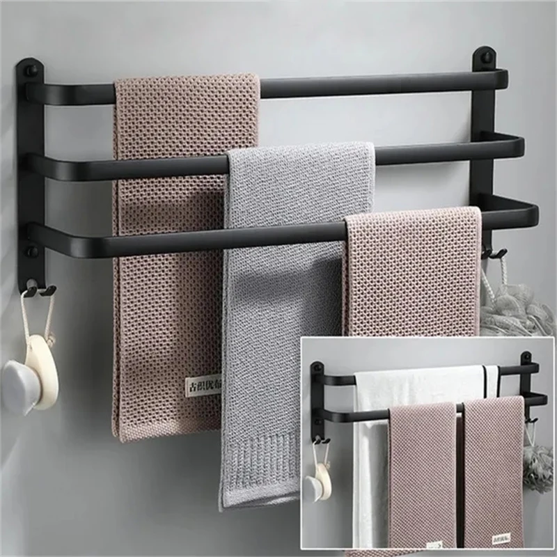 Towel Hanger Black Brief Space Aluminum Bathroom Towel Rack 