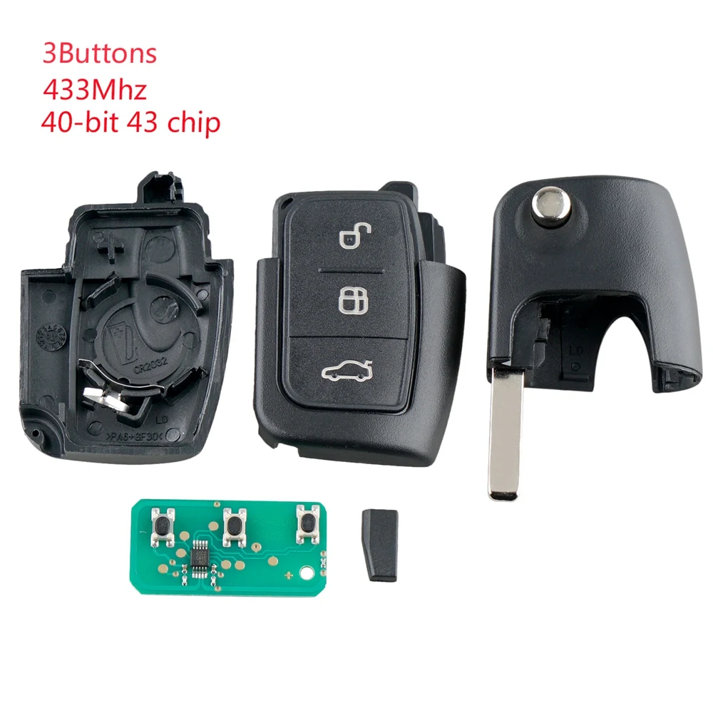 

Интеллектуальный Автомобильный ключ дистанционного управления 3 кнопки подходят для Ford Focus Fiesta 2013 Fob чехол 433Mhz