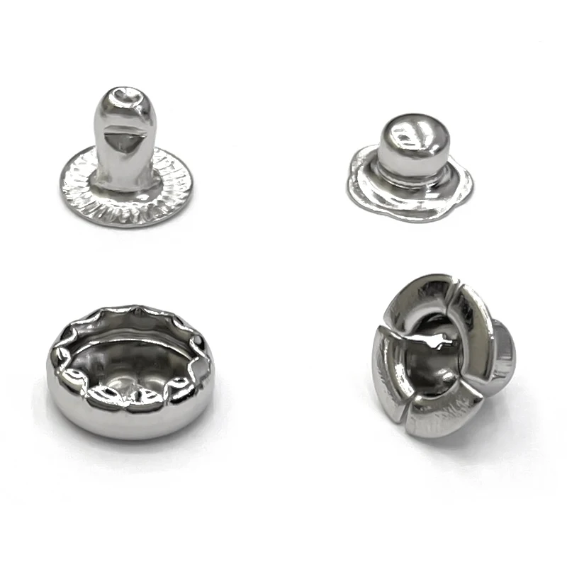 

Small 10 mm Metal Snaps Wallet Fastening Rivet Clasp Silver Nickel Flower Shape Snap Fastener Buttons Jacket Bag Buckle